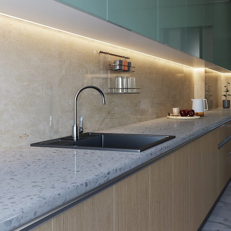 Elegant Black Quartz Single Bowl Kitchen Sink Design