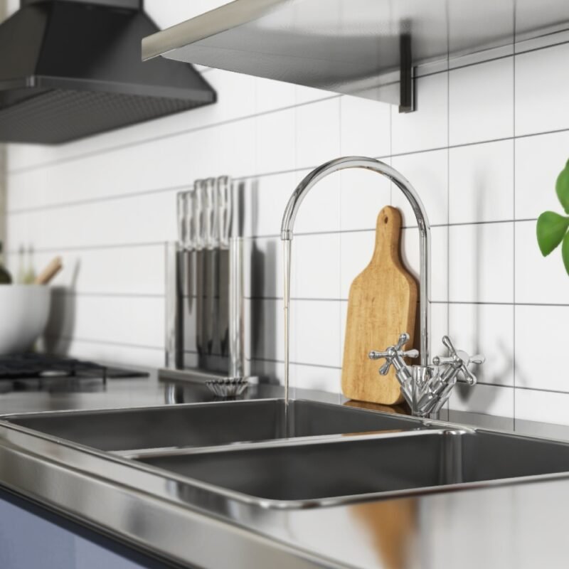 Durable Stainless Steel Double Bowl Top Mount Kitchen Sink Design