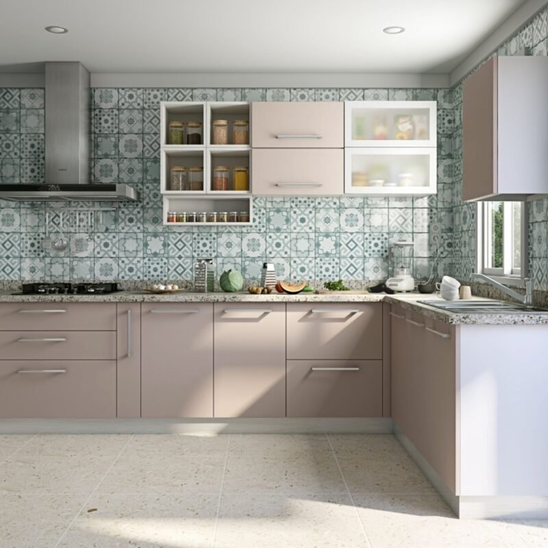 Beige Terrazzo Square Flooring Design in Contemporary Style