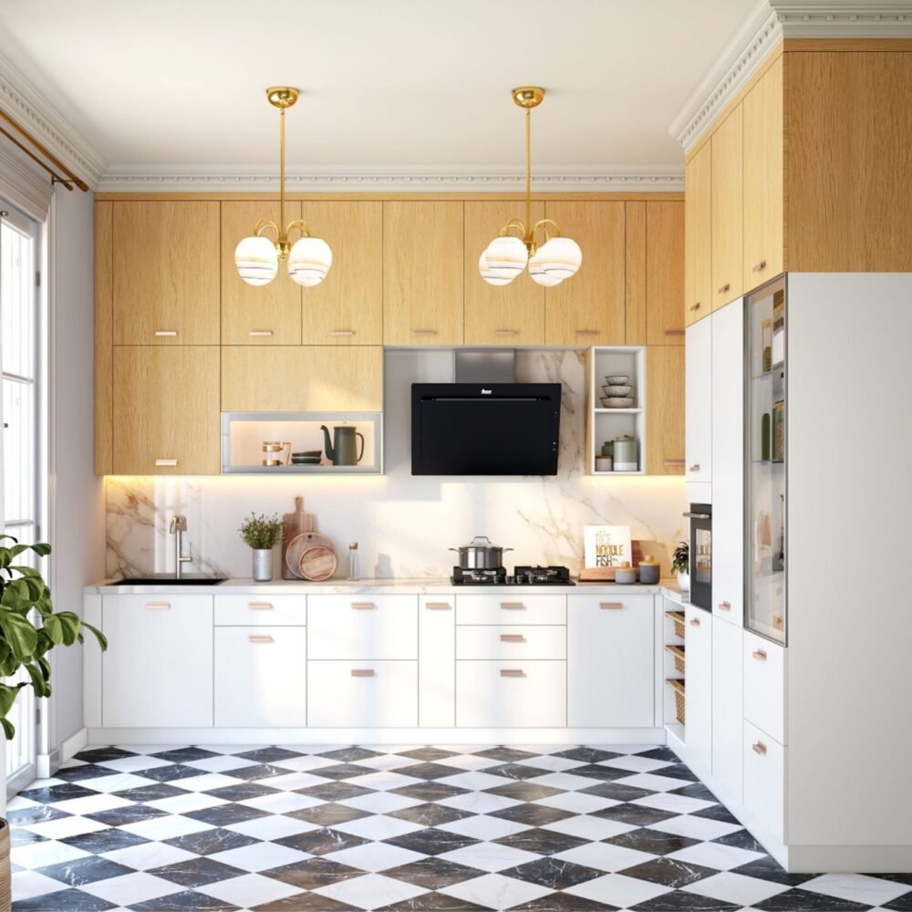 Modern Black and White Checkered Flooring Design