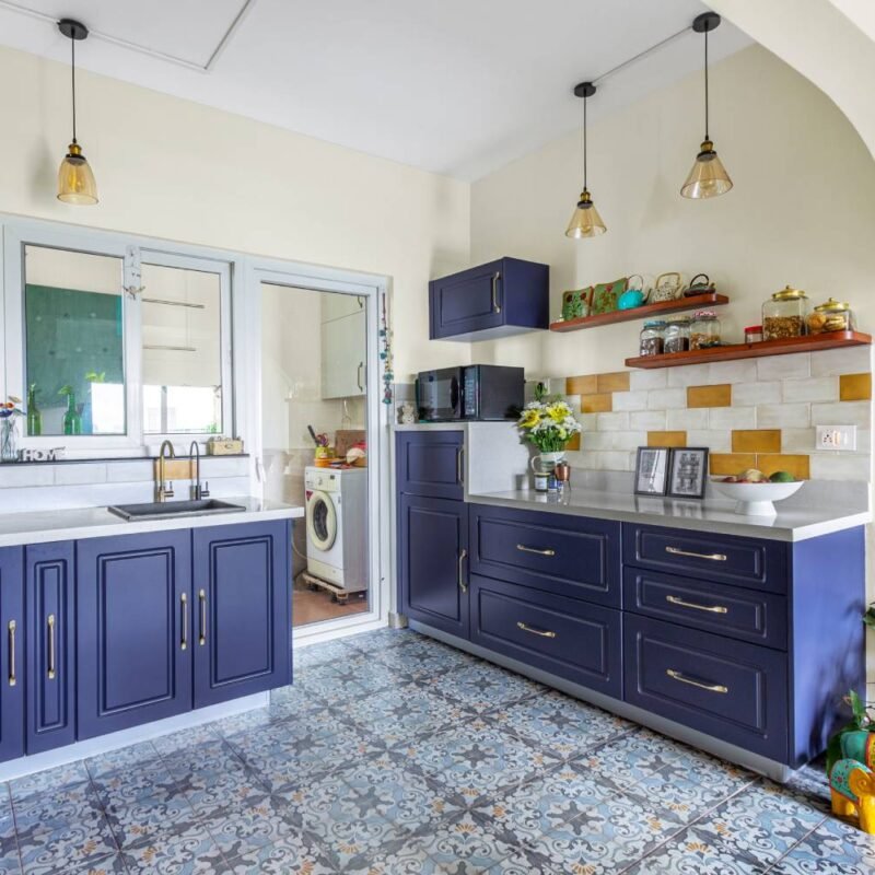 2BHK Bohemian Accent Bangalore Flat Design with Open Kitchen