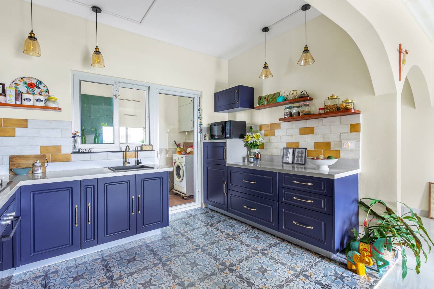 2BHK Bohemian Accent Bangalore Flat Design with Open Kitchen