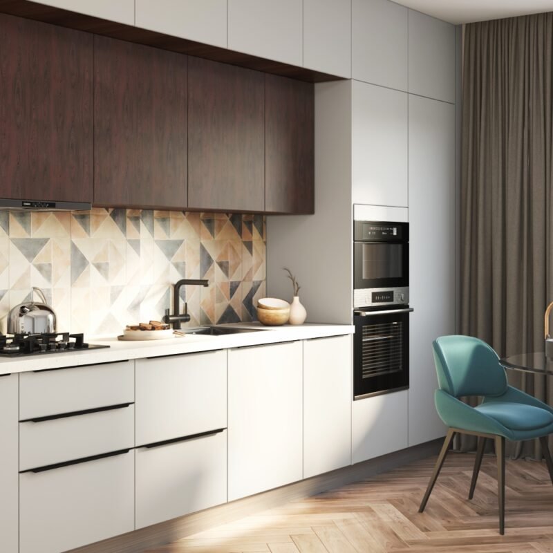 Smart Space-Saving Kitchen with Floor-to-Ceiling Cabinets