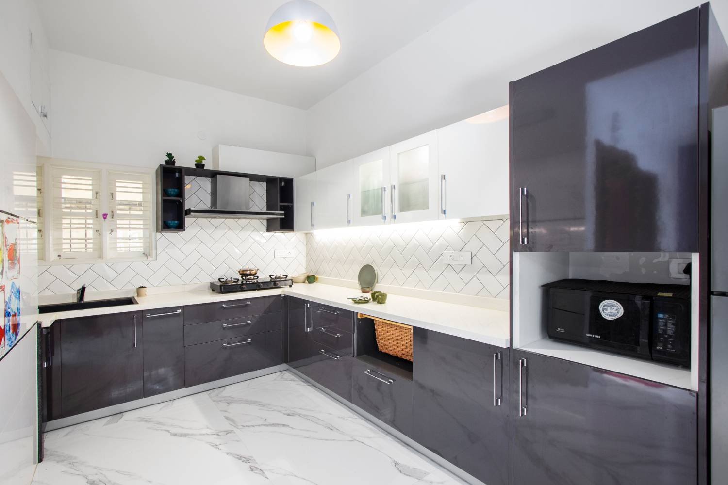 Modern 2-Storey 2BHK Independent House Design with L-Shaped Kitchen