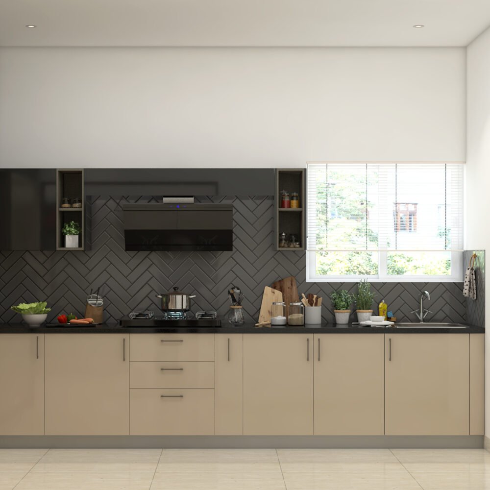 Glossy Black Modern Geometric Tiles Design for Kitchen Spaces