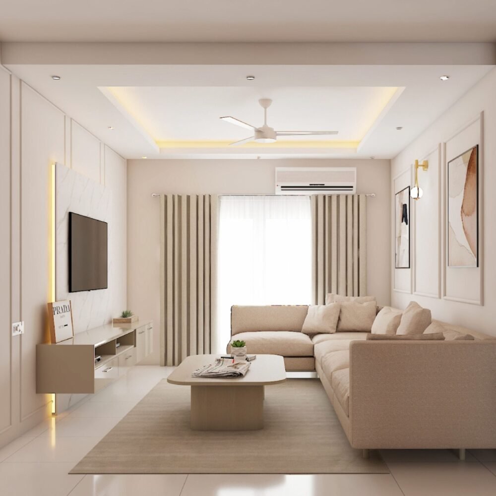 Single-Layered Gypsum Scandinavian False Ceiling Design