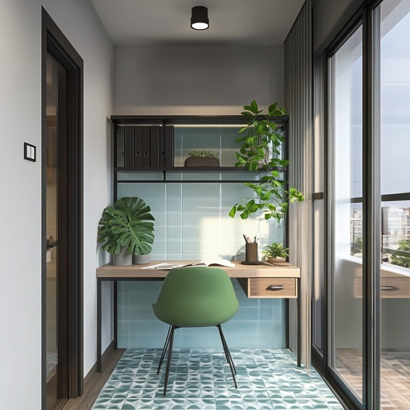 Minimalist Home Office Design with Wooden Desk