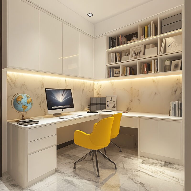 Contemporary Home Office Design with L-Shaped Desk