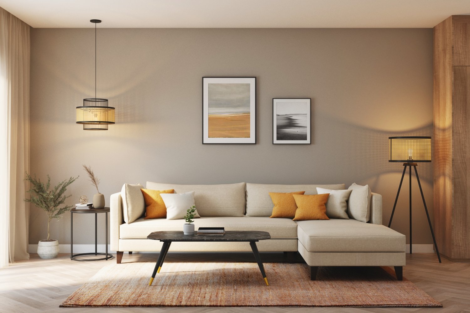 Modern Beige Wall Paint Design for Living and Bedrooms