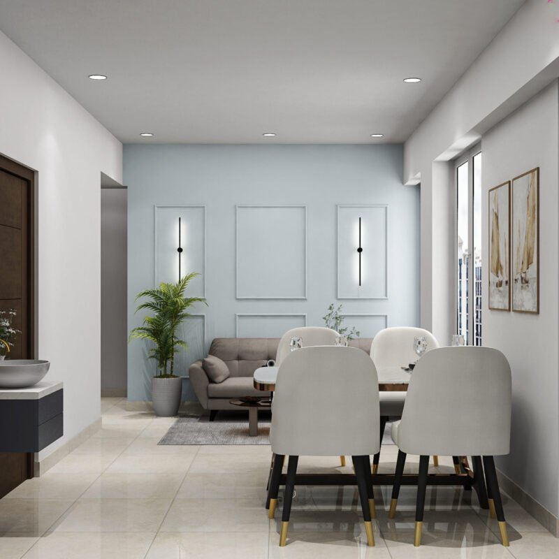 Light Blue Modern Wall Paint Design With Trims