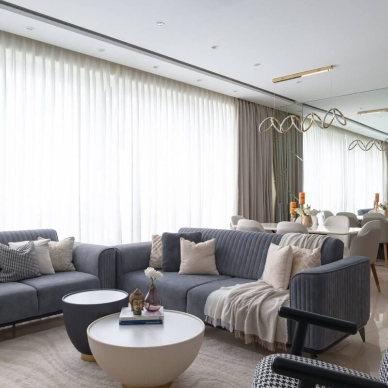 Modern Peripheral False Ceiling Design with Cove and Recessed Lights