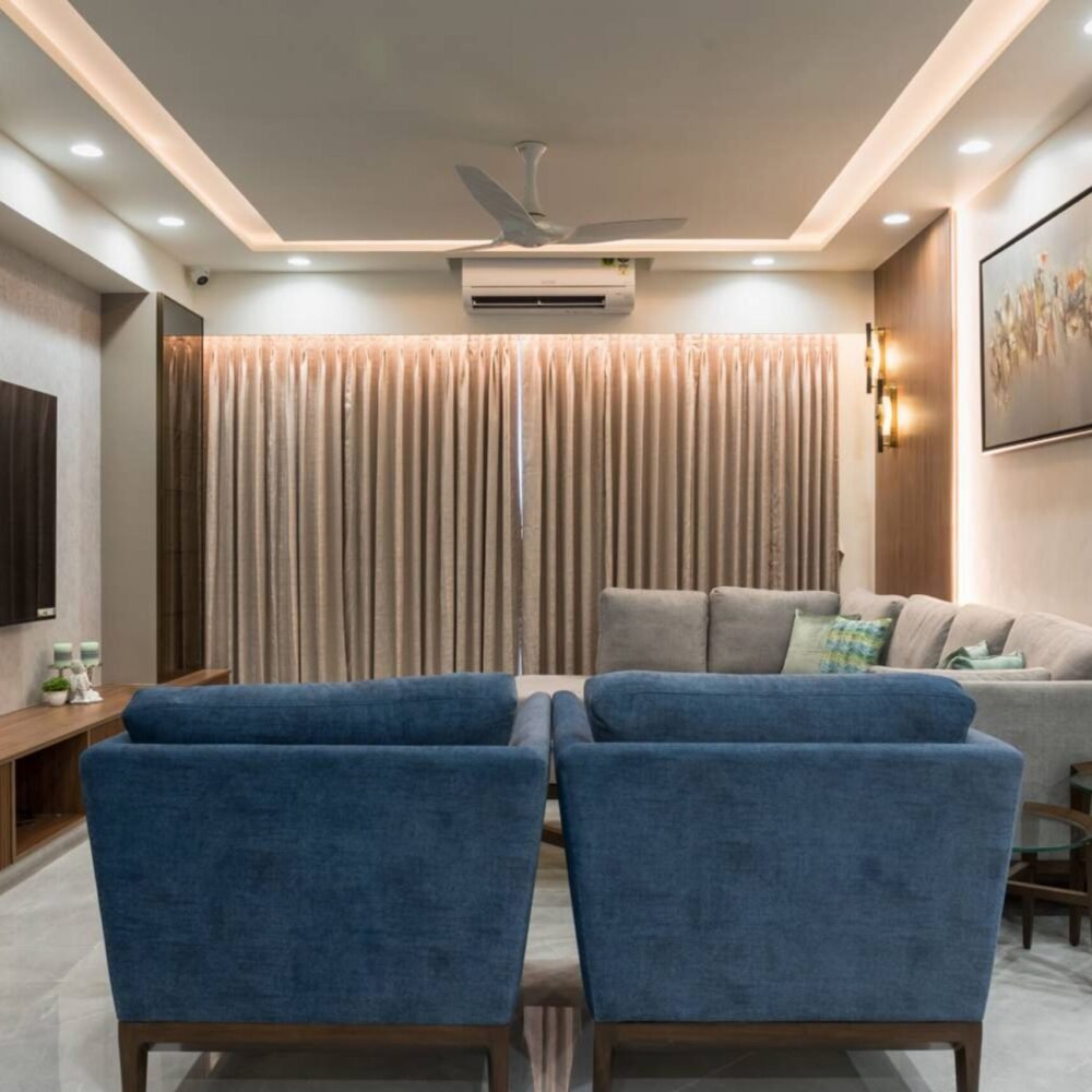 Contemporary Peripheral with Central Ceiling POP False Ceiling Design