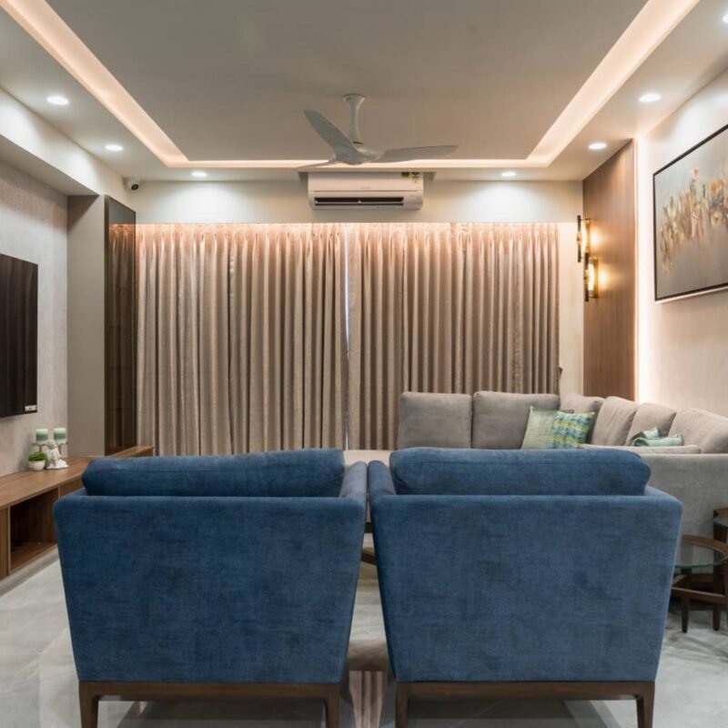 Contemporary Peripheral with Central Ceiling POP False Ceiling Design