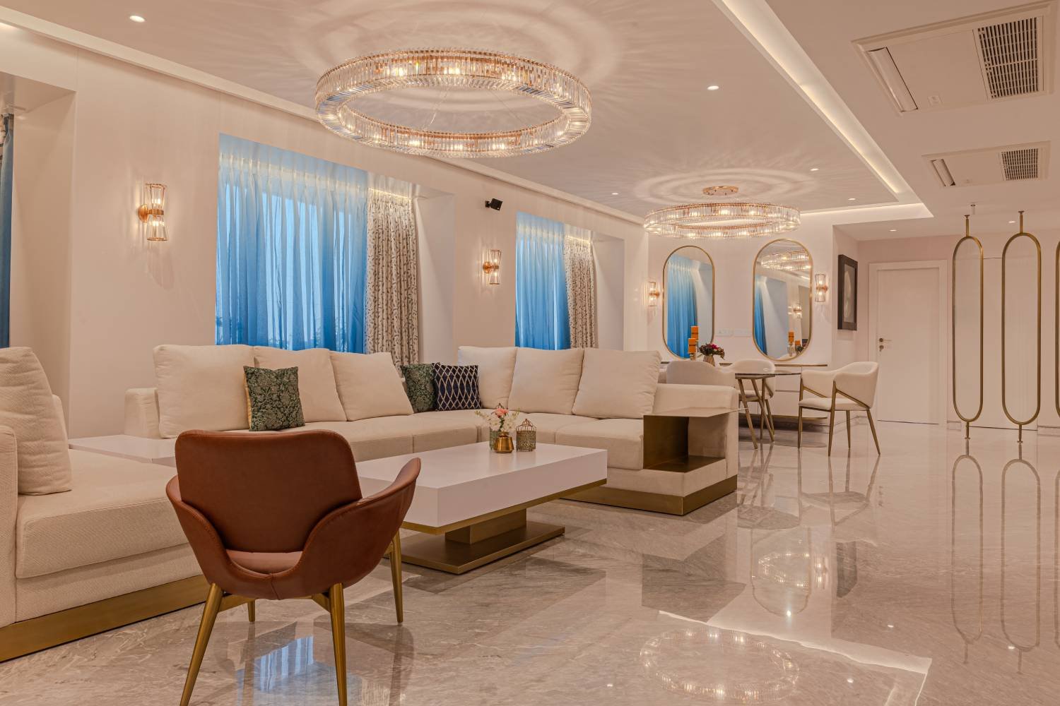 Contemporary Living Room Design with Bold Cushions and Large Sofa