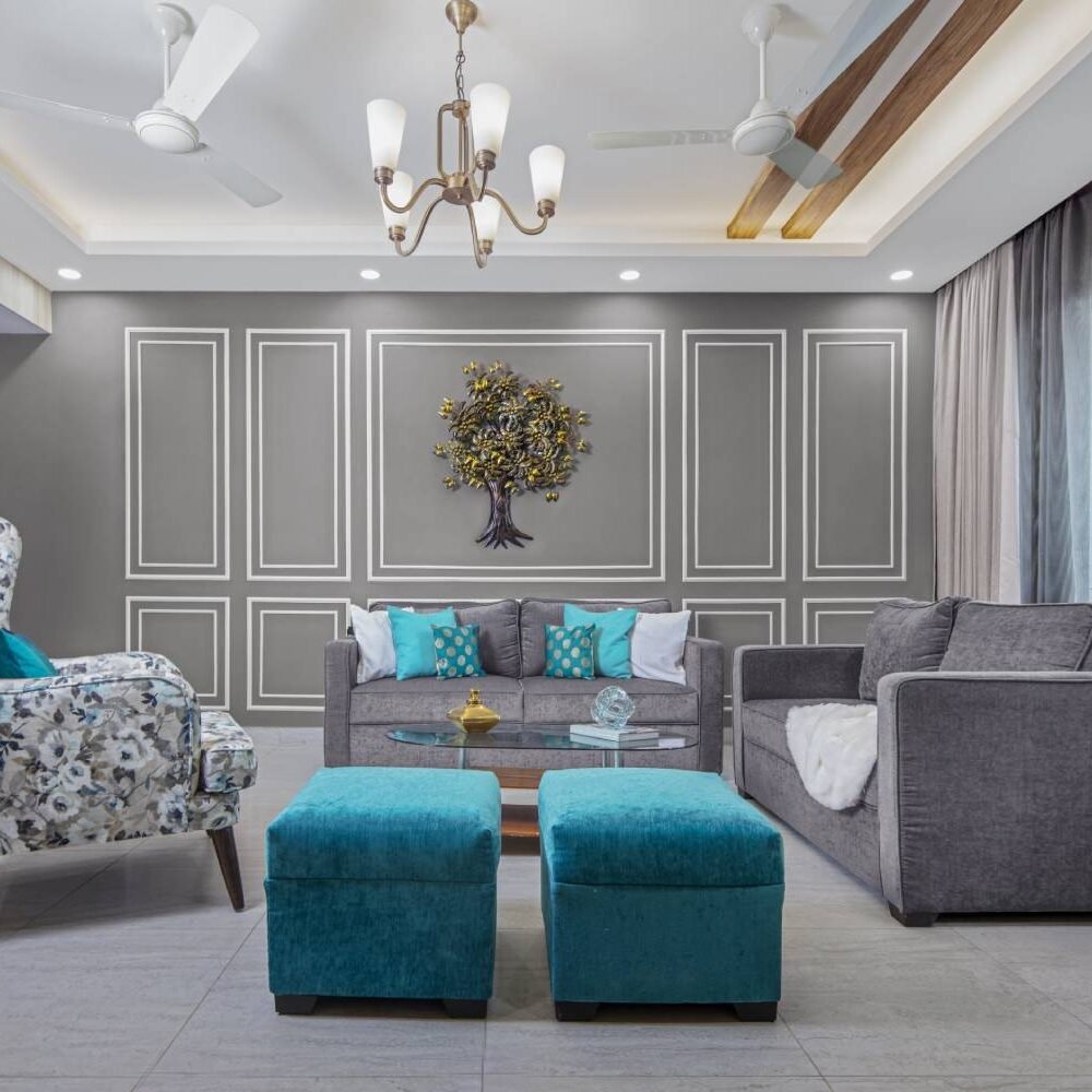 Contemporary 2BHK Flat Design with Sliding and Swing Wardrobes