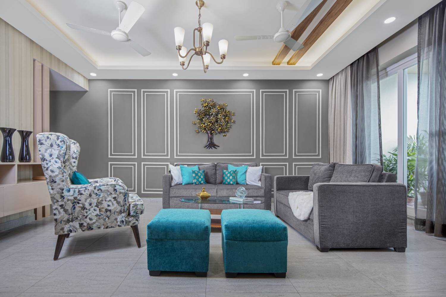 Contemporary 2BHK Flat Design with Sliding and Swing Wardrobes