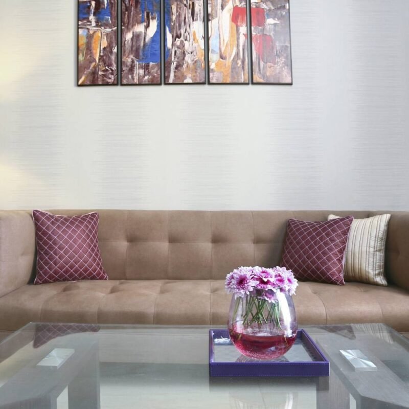 Modern 2BHK Flat Design with Rick Wallpapers and Sleek Wardrobes