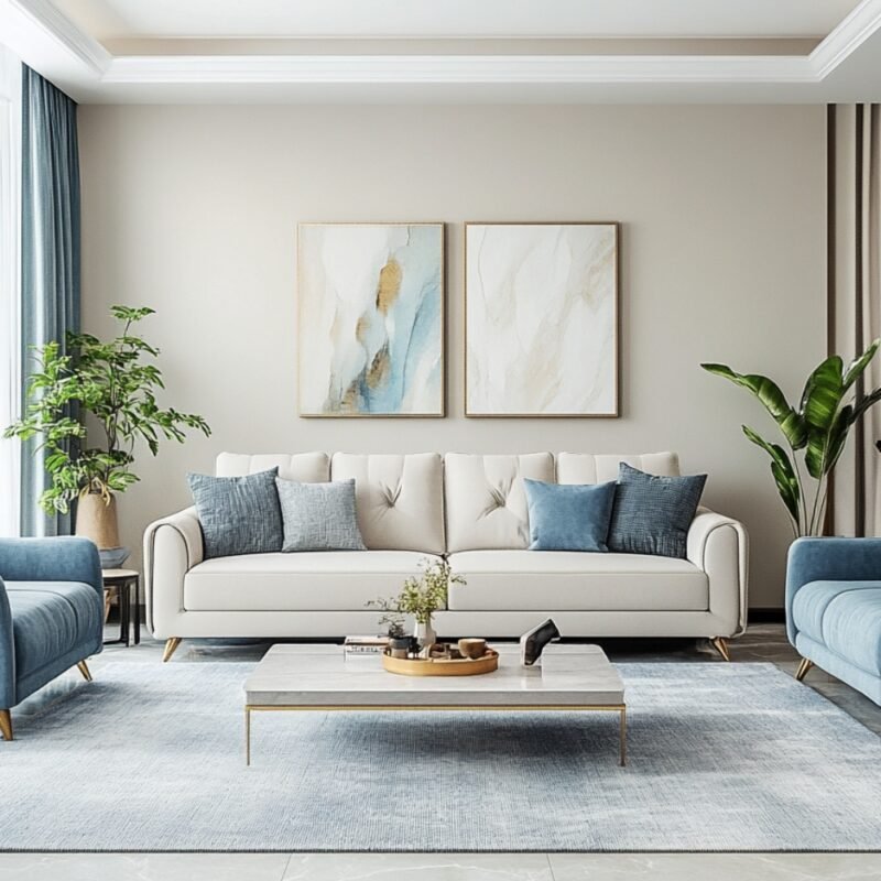 Light Beige Wall Paint Design for a Contemporary Living Room Look