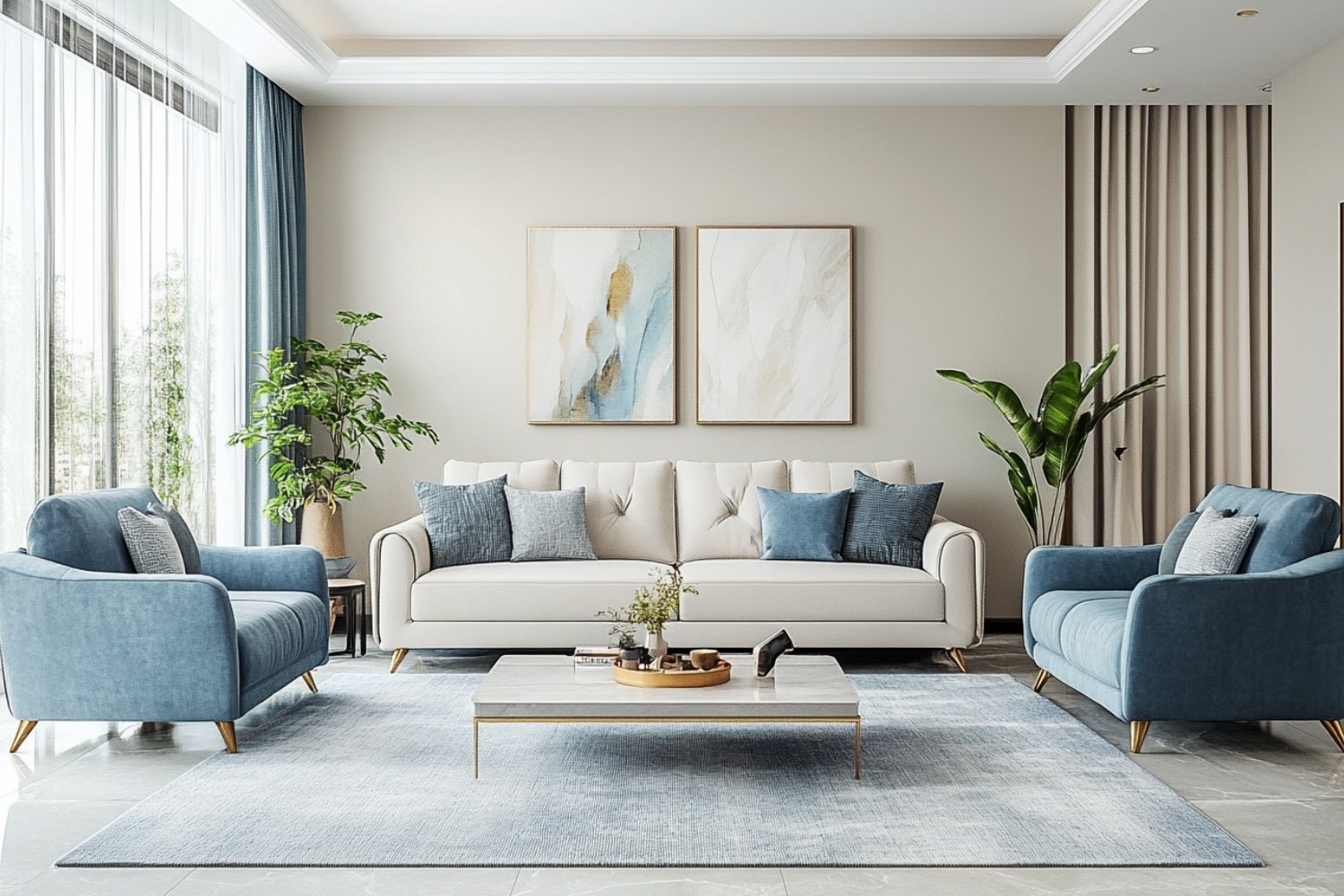 Light Beige Wall Paint Design for a Contemporary Living Room Look