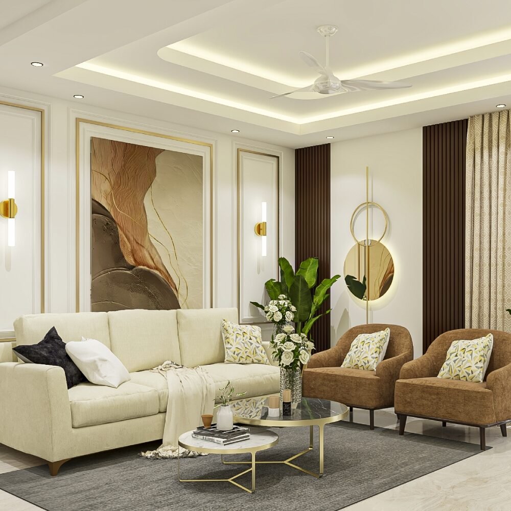 Contemporary Living Room Design with Neutral-Toned Seating