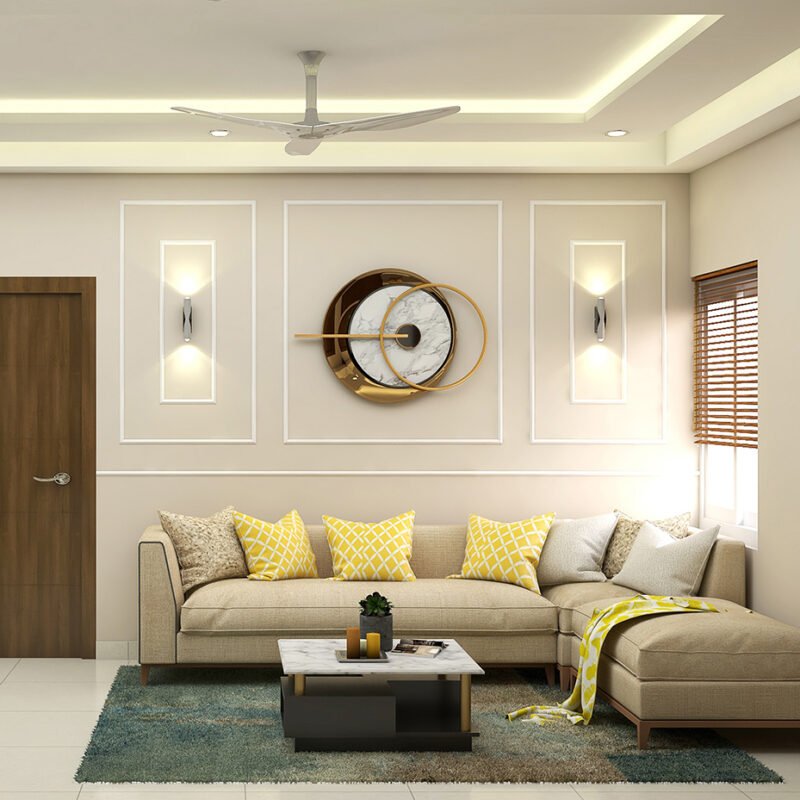 Contemporary Living Room Design with L-Shaped Sofa