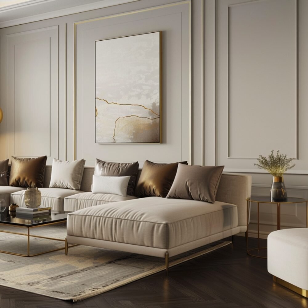 Monochromatic Grey Contemporary Wall Trims with Paint Wall Design