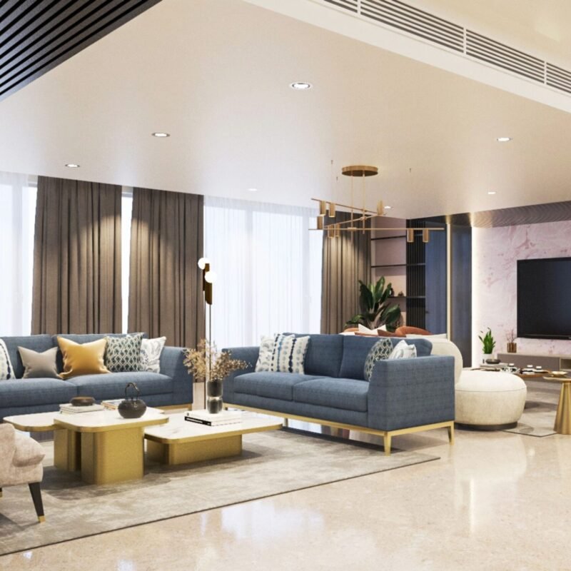 Modern Rectangular False Ceiling Design with Wooden Panelling