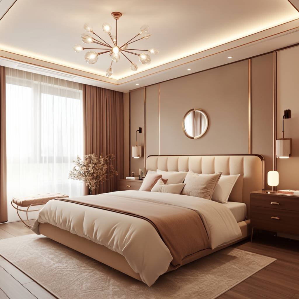 Contemporary Master Bedroom Design with Ottoman Bench and Queen Bed