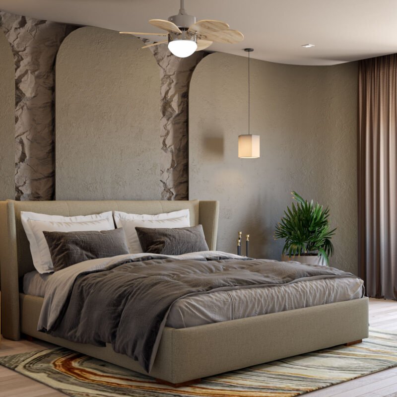 Modern Master Bedroom Design with Textured Accent Wall