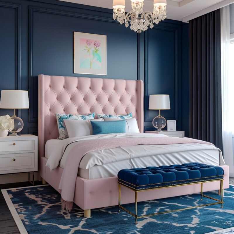 Classic Budget Friendly Blue Trimmed Wall Design