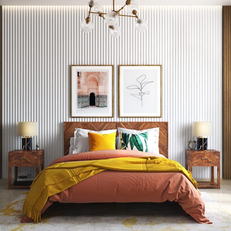 Wooden and White Modern Fluted Wall Panels Wall Design