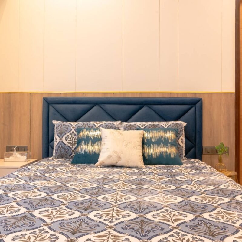 Contemporary Master Bedroom Design with Queen Bed and Wood Accents