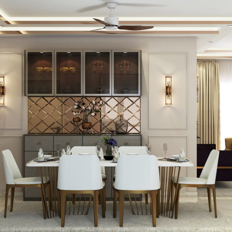 Light Beige Painted Wall Design with Modern Wall Trims