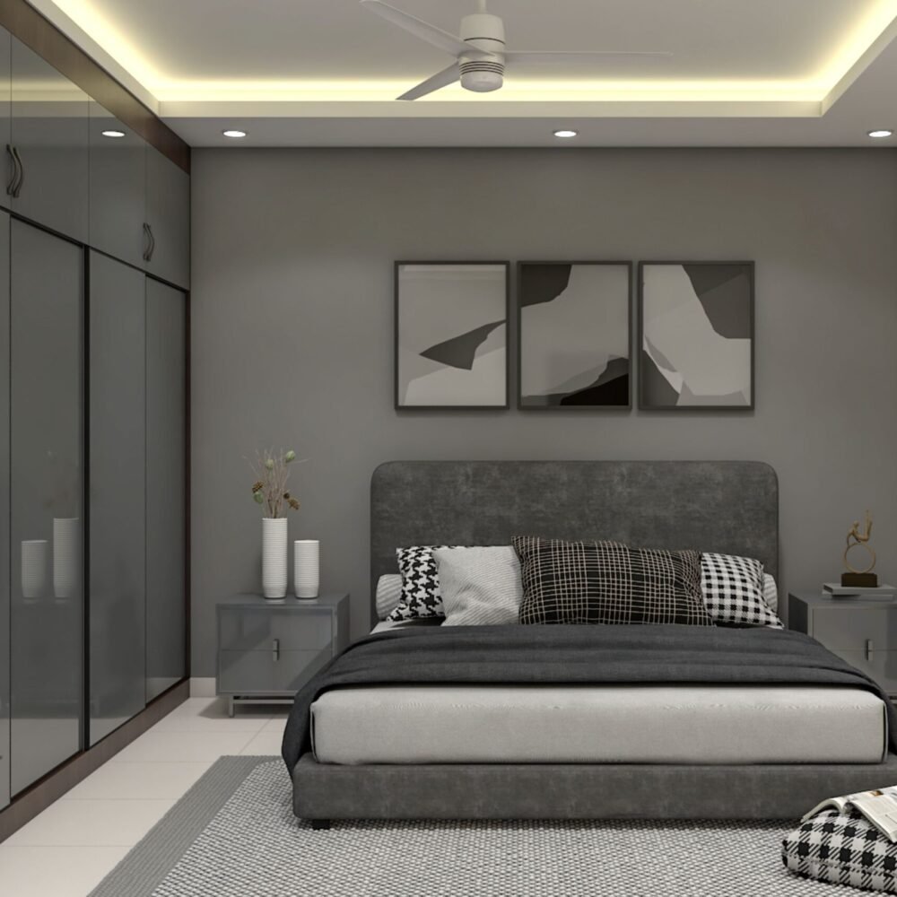 Painted Gypsum Contemporary Single Layer False Ceiling in Rectangle Shape