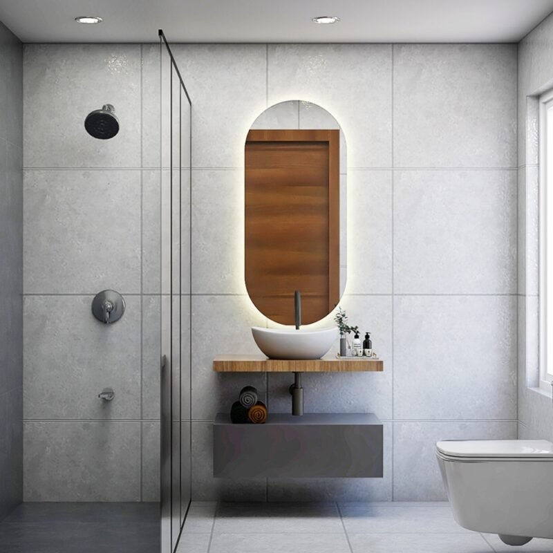 Contemporary Bathroom Design with Glass Shower Partition