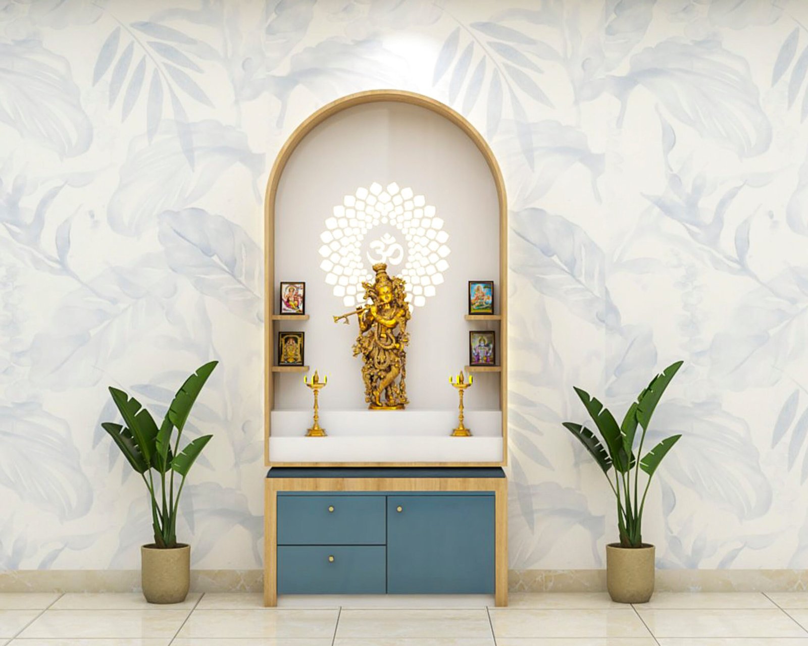 Contemporary Floor-Mounted Pooja Unit Design