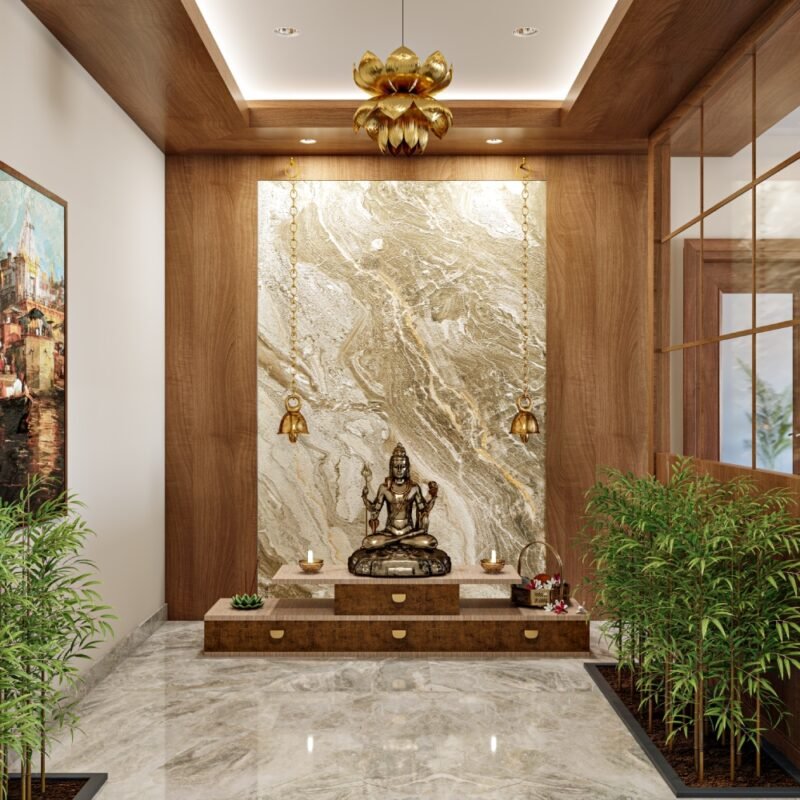 Contemporary Wooden and Beige Wall Panels Wall Design