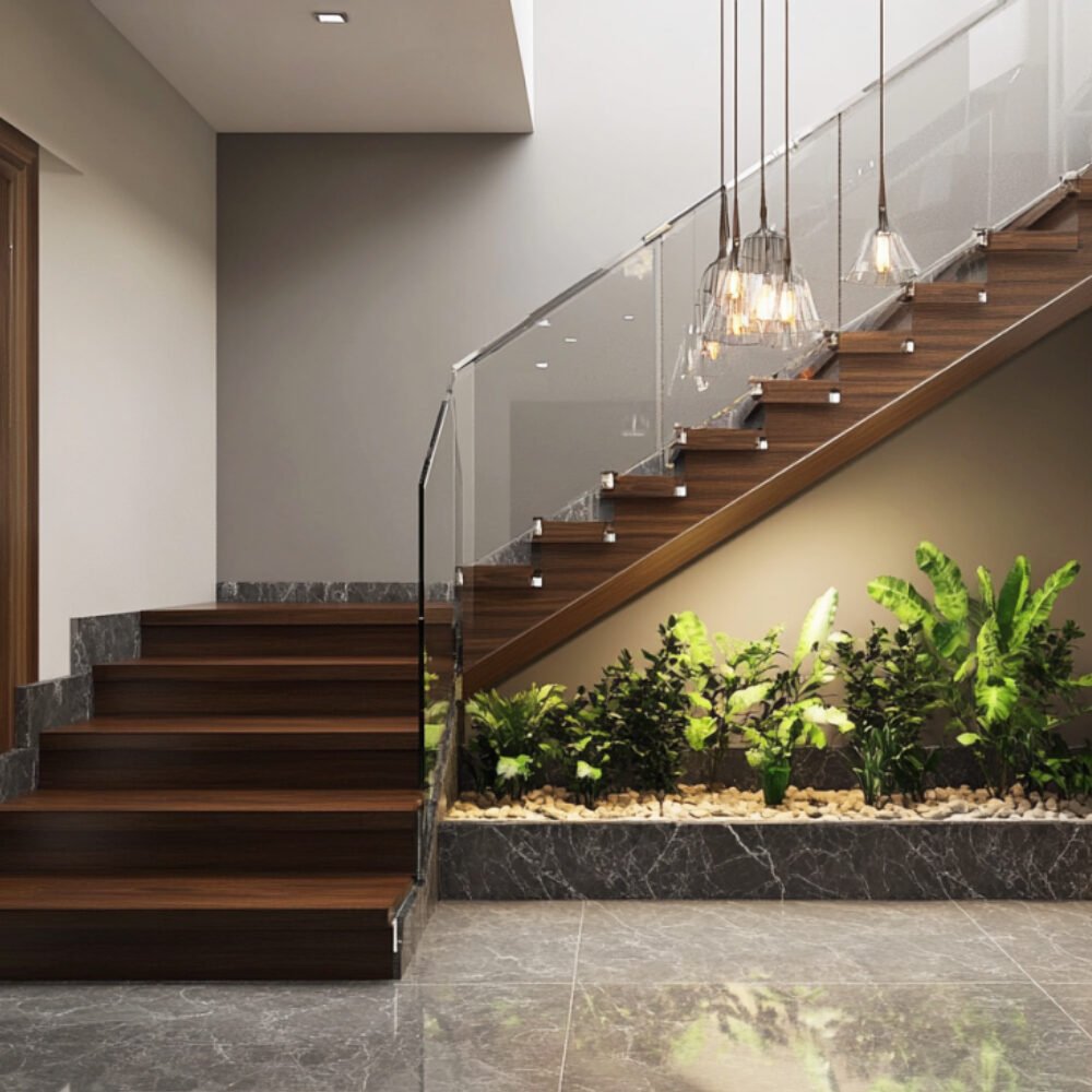 L-Shaped Wooden Staircase Design for a Modern Look