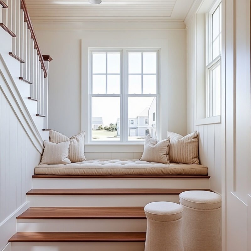 Wooden Straight Staircase Design in Traditional Style