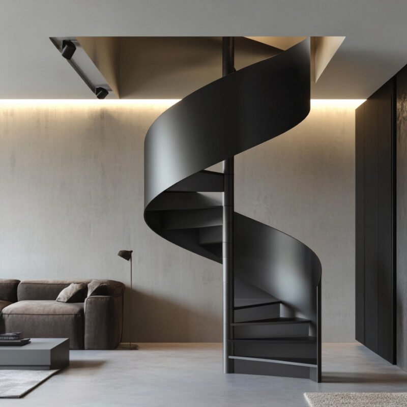 Modern Spiral Staircase Design with Durable Metal Construction