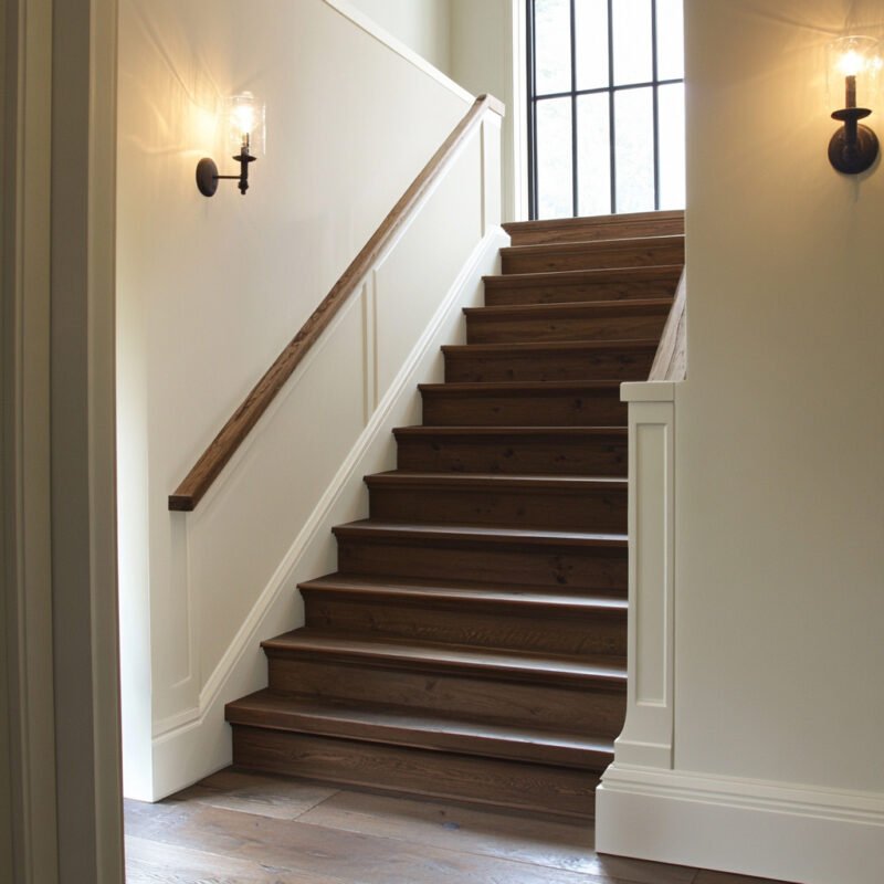 Classic Wooden Straight Staircase Design