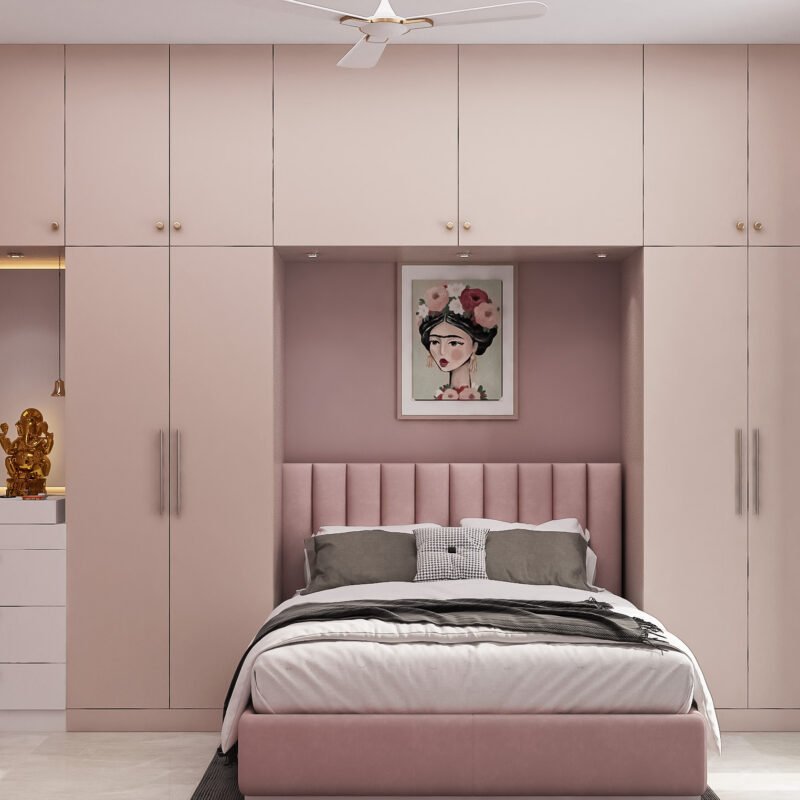 Modular Wardrobe With Bed Wrap and Built-In Dresser