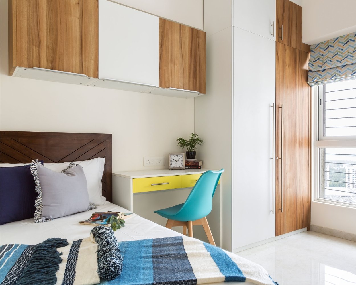 Innovative Space Saving Design with Shared Bedhead Wall for Wall Storage