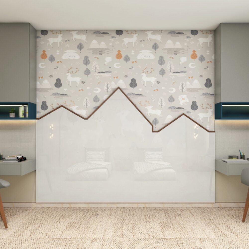 Contemporary Grey And Blue Study Room Design For Two