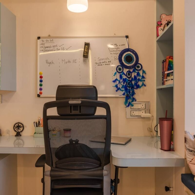 Contemporary Home Office Design in Frosty White Colour