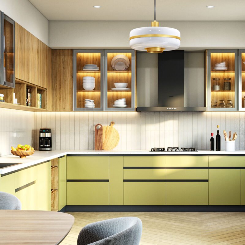 Glossy Ivory Ceramic Wall Tiles Design in Vertical Stack Bond