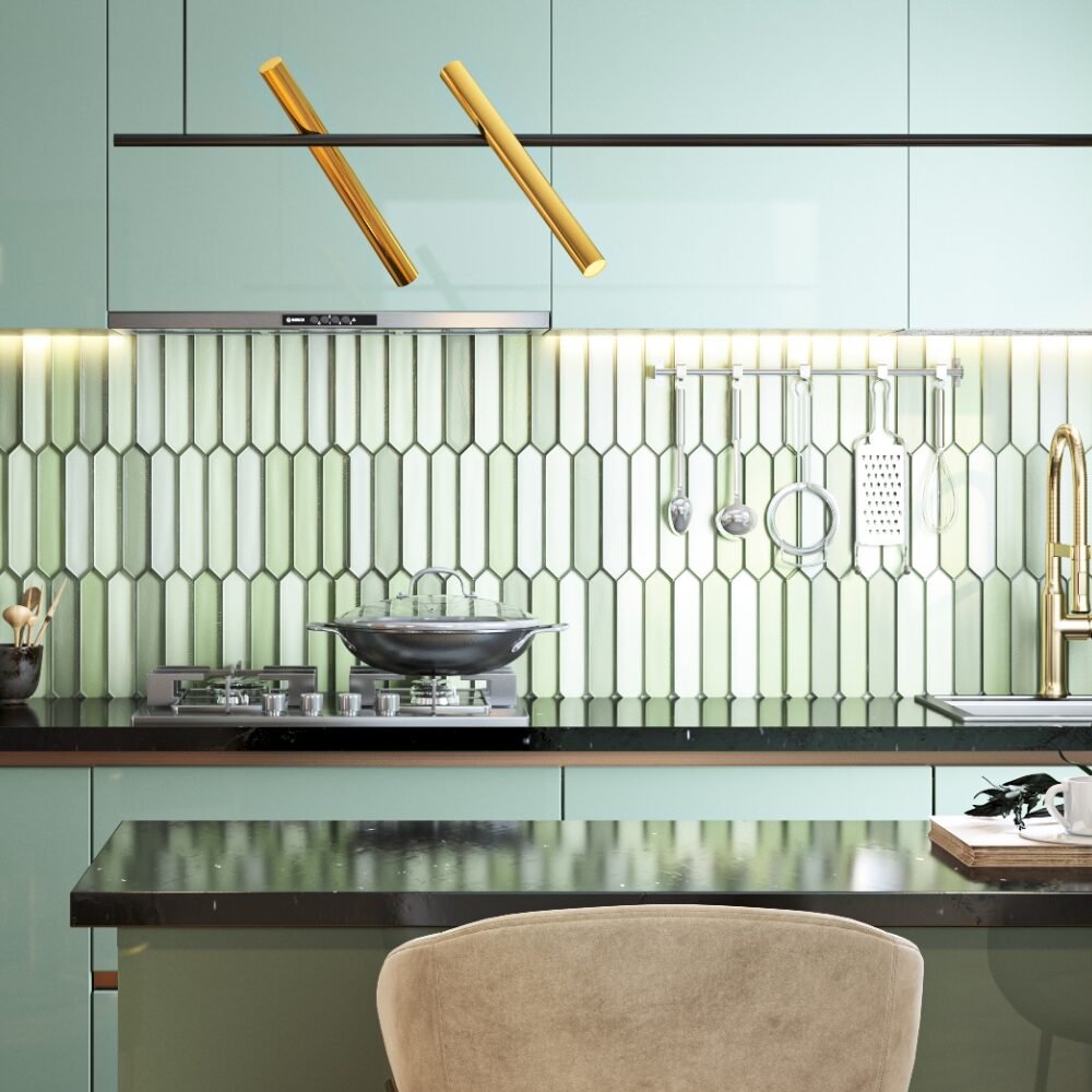 Glossy Ceramic Green Kitkat Ceramic Tiles Design