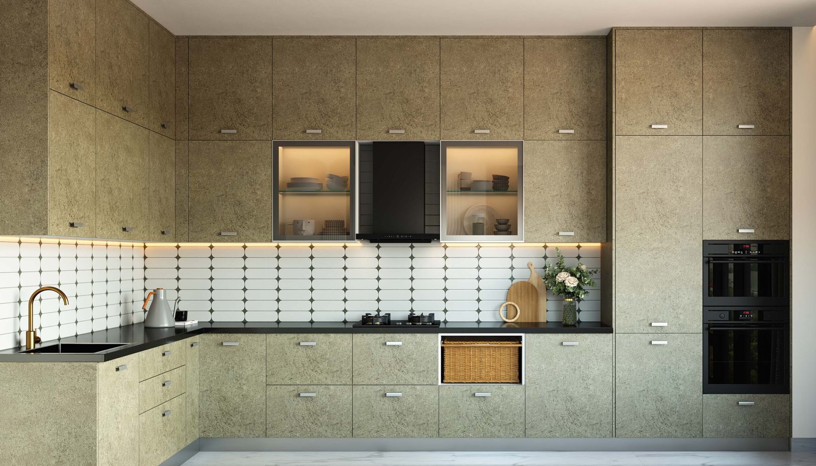 White and Black Ceramic Subway Tiles Design for Kitchens