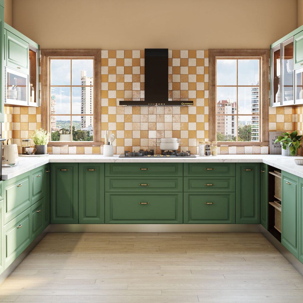 White and Bright Brown Glossy Mosaic Tiles Design for Kitchens