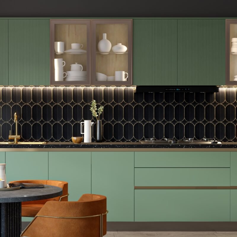 Nero Black Brass Inlay Subway Tile Design